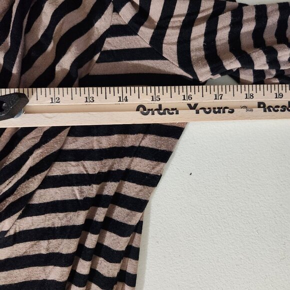 Cable & Gauge Womens Top Size M Draped Cowl Neck Black & Tan Striped - Picture 4 of 12